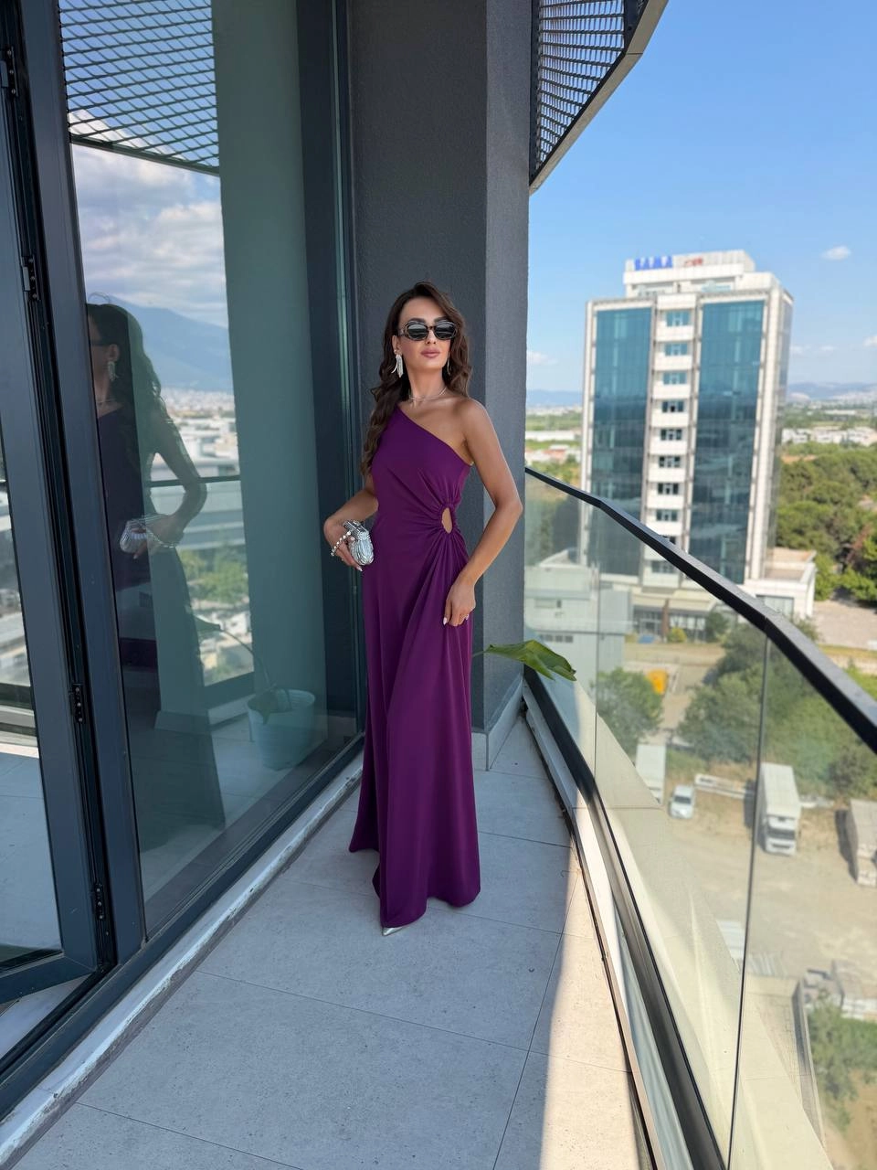 Mor%20Bel%20Pencereli%20Dubai%20Saten%20Kumaş%20Elbise
