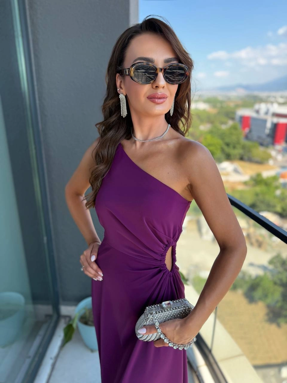 Mor%20Bel%20Pencereli%20Dubai%20Saten%20Kumaş%20Elbise