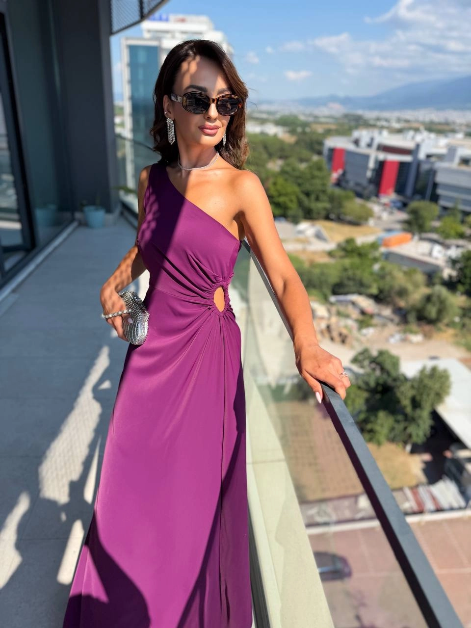 Mor%20Bel%20Pencereli%20Dubai%20Saten%20Kumaş%20Elbise