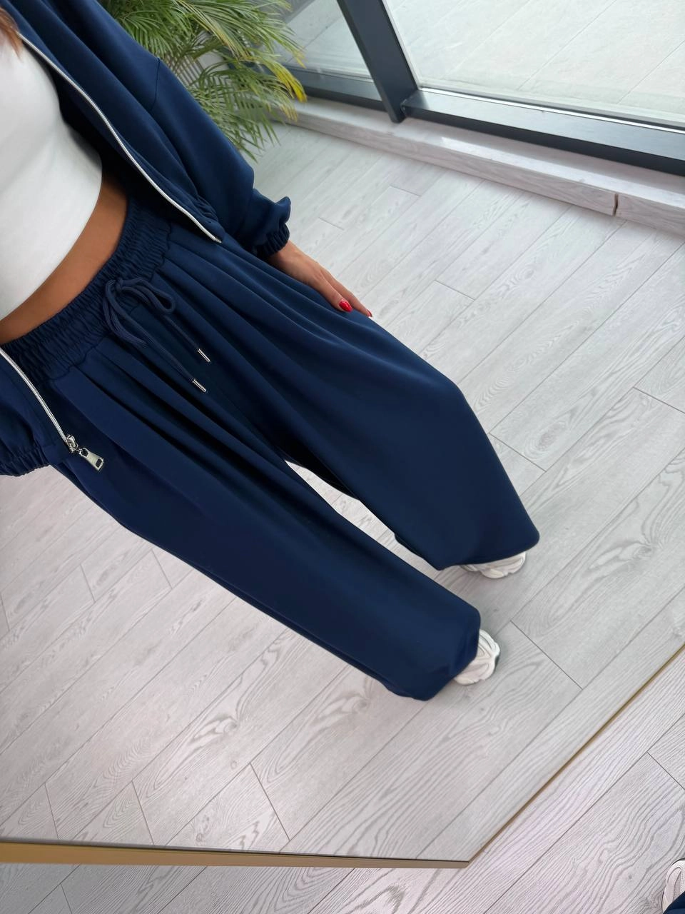 Lacivert%20Oysho%20Kumaş%20Fermuarlı%20Takım