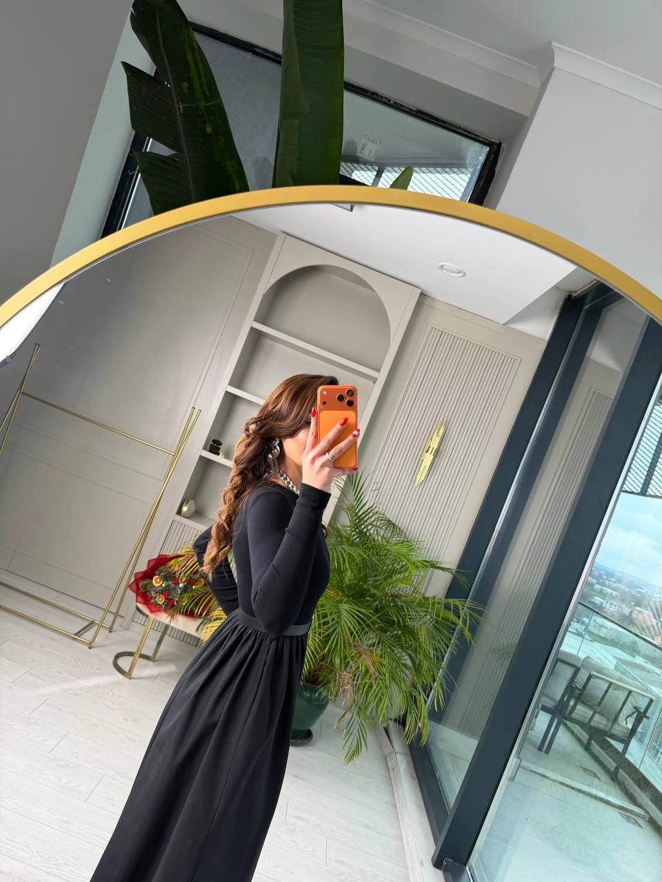 Siyah%20Kemerli%20Eteği%20Poplin%20Kumaş%20Elbise