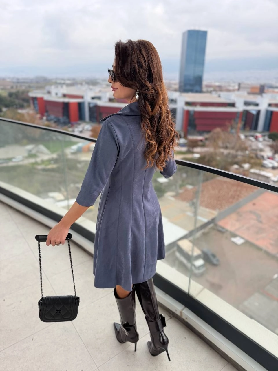 Mavi%20Yaka%20Detay%20Nubuk%20Süet%20Elbise