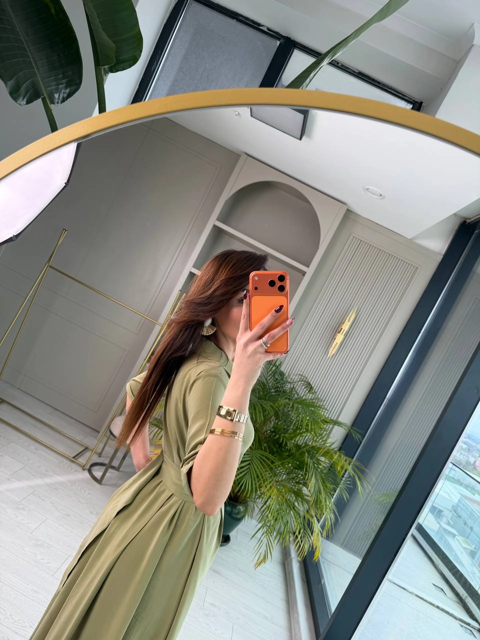 Yeşil%20Tensel%20Kumaş%20Cepli%20Kruvaze%20Yaka%20Elbise