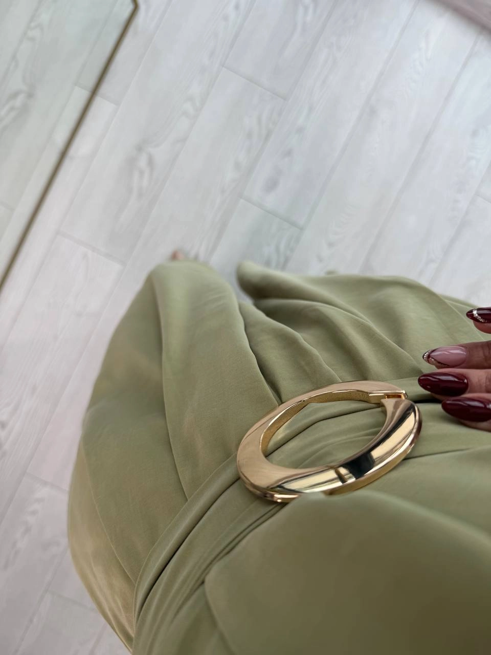 Yeşil%20Tensel%20Kumaş%20Cepli%20Kruvaze%20Yaka%20Elbise