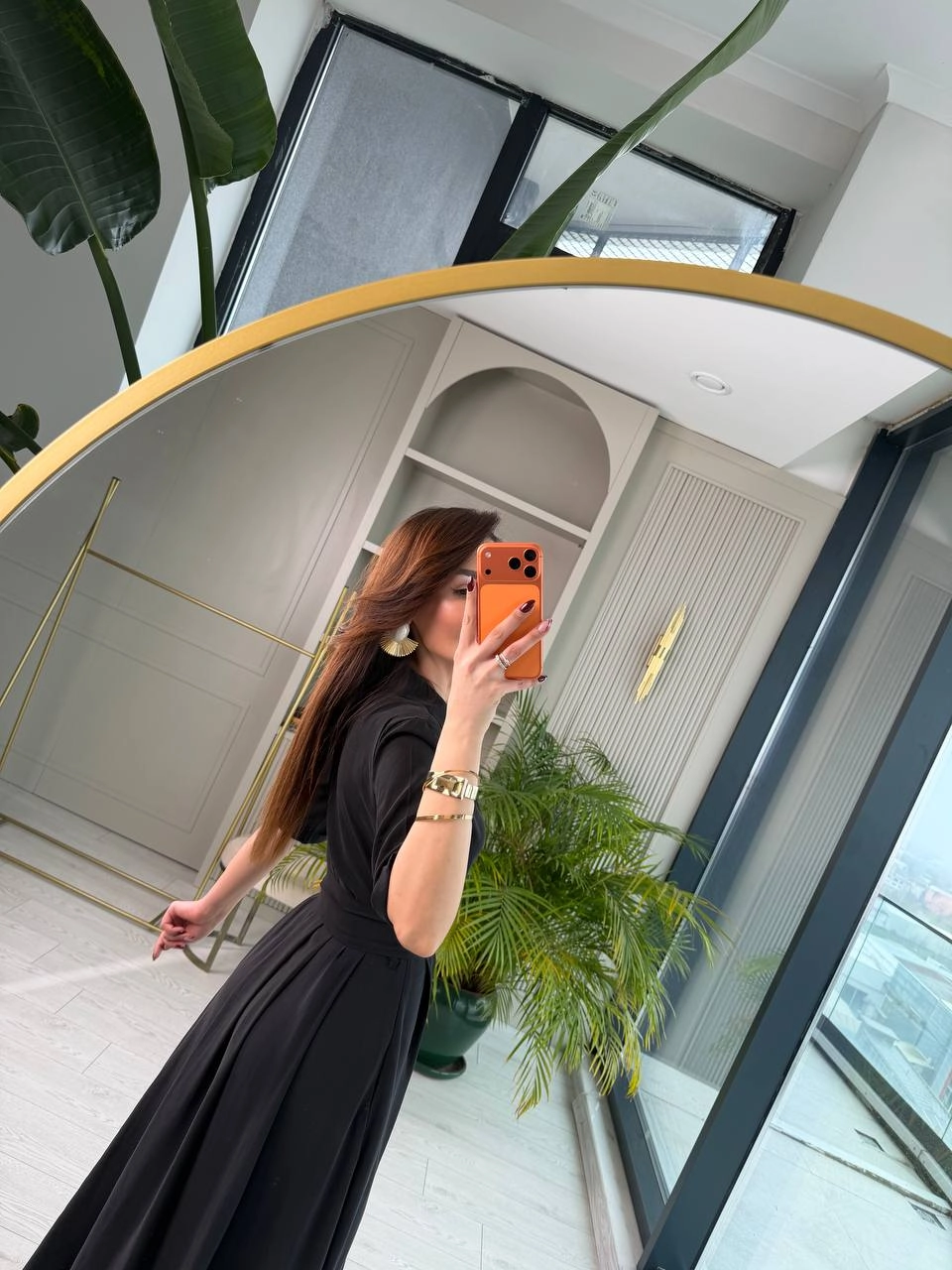 Siyah%20Tensel%20Kumaş%20Cepli%20Kruvaze%20Yaka%20Elbise