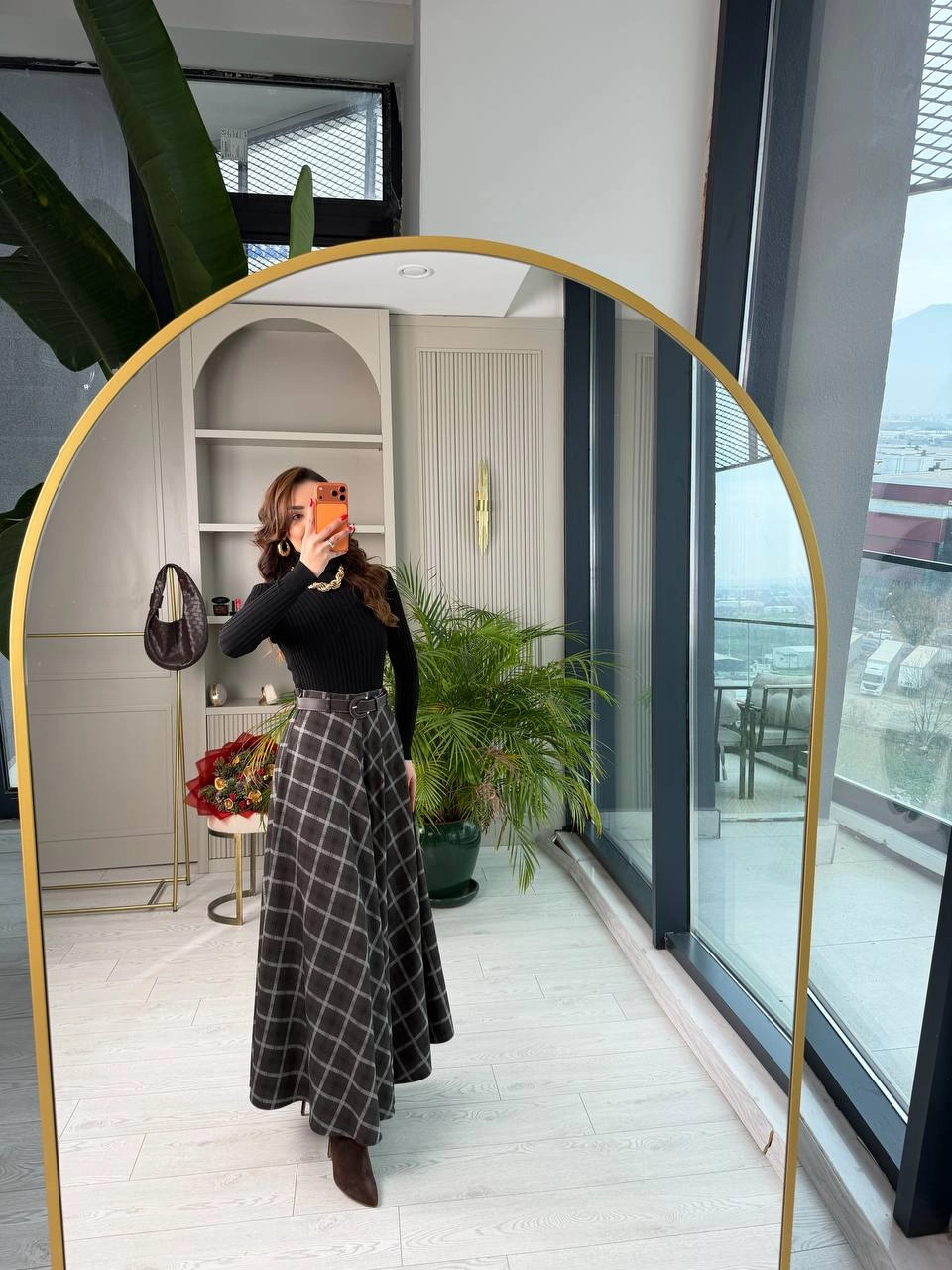 Gri%20Ekose%20Desenli%20Kemerli%20Lüks%20Kalite%20Çan%20Etek