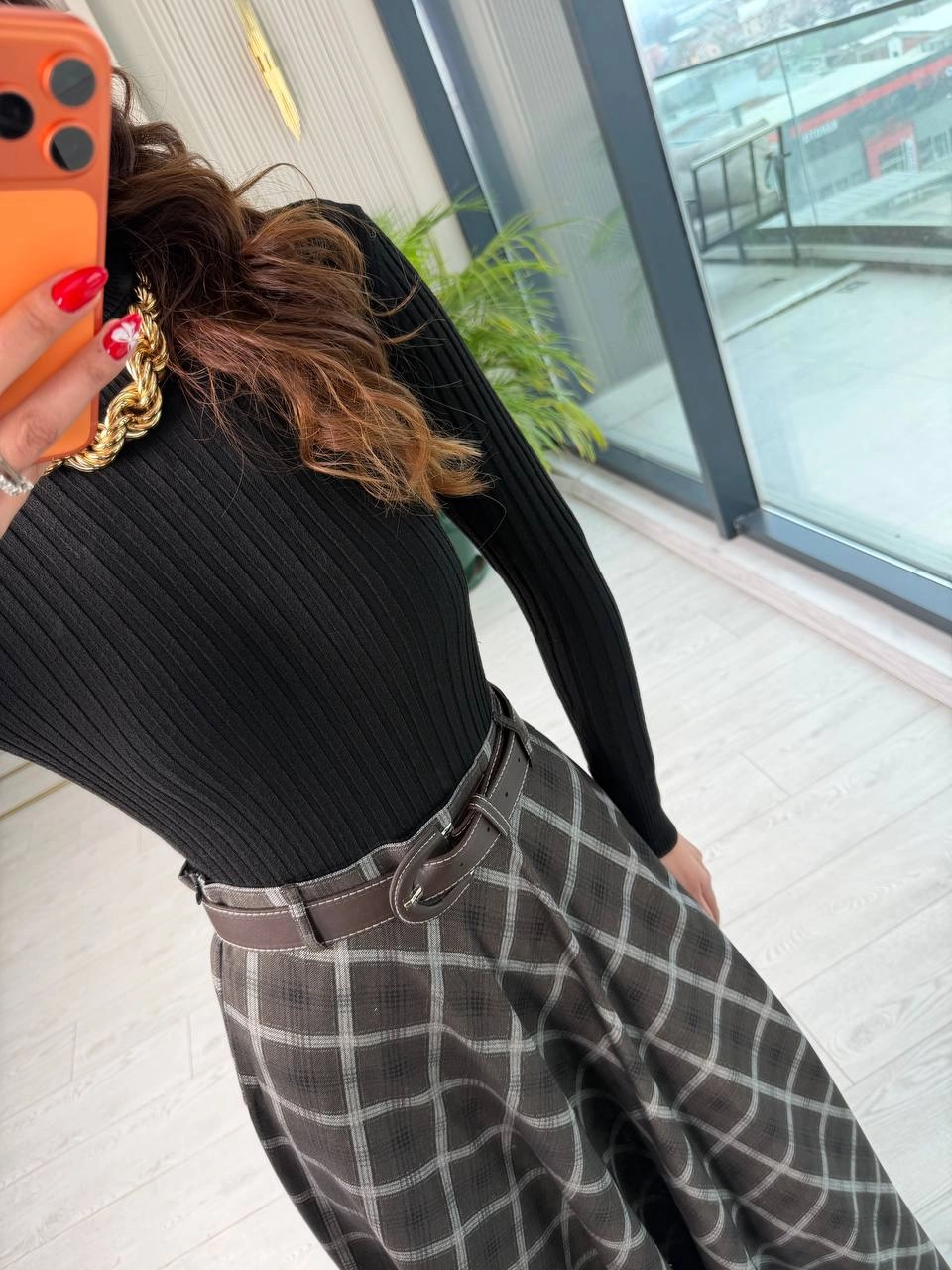 Gri%20Ekose%20Desenli%20Kemerli%20Lüks%20Kalite%20Çan%20Etek