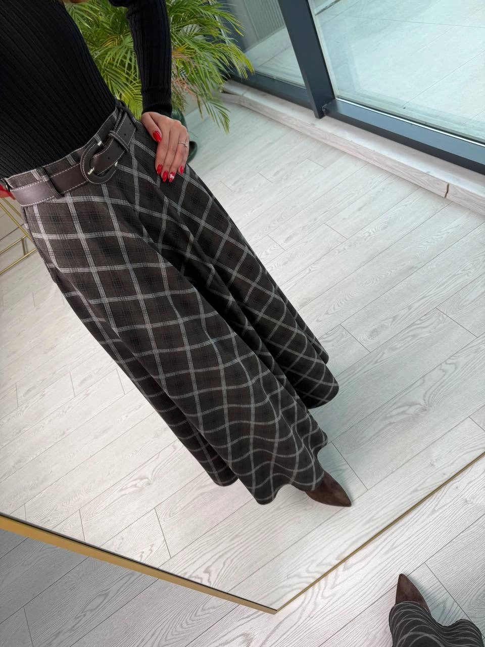 Gri%20Ekose%20Desenli%20Kemerli%20Lüks%20Kalite%20Çan%20Etek