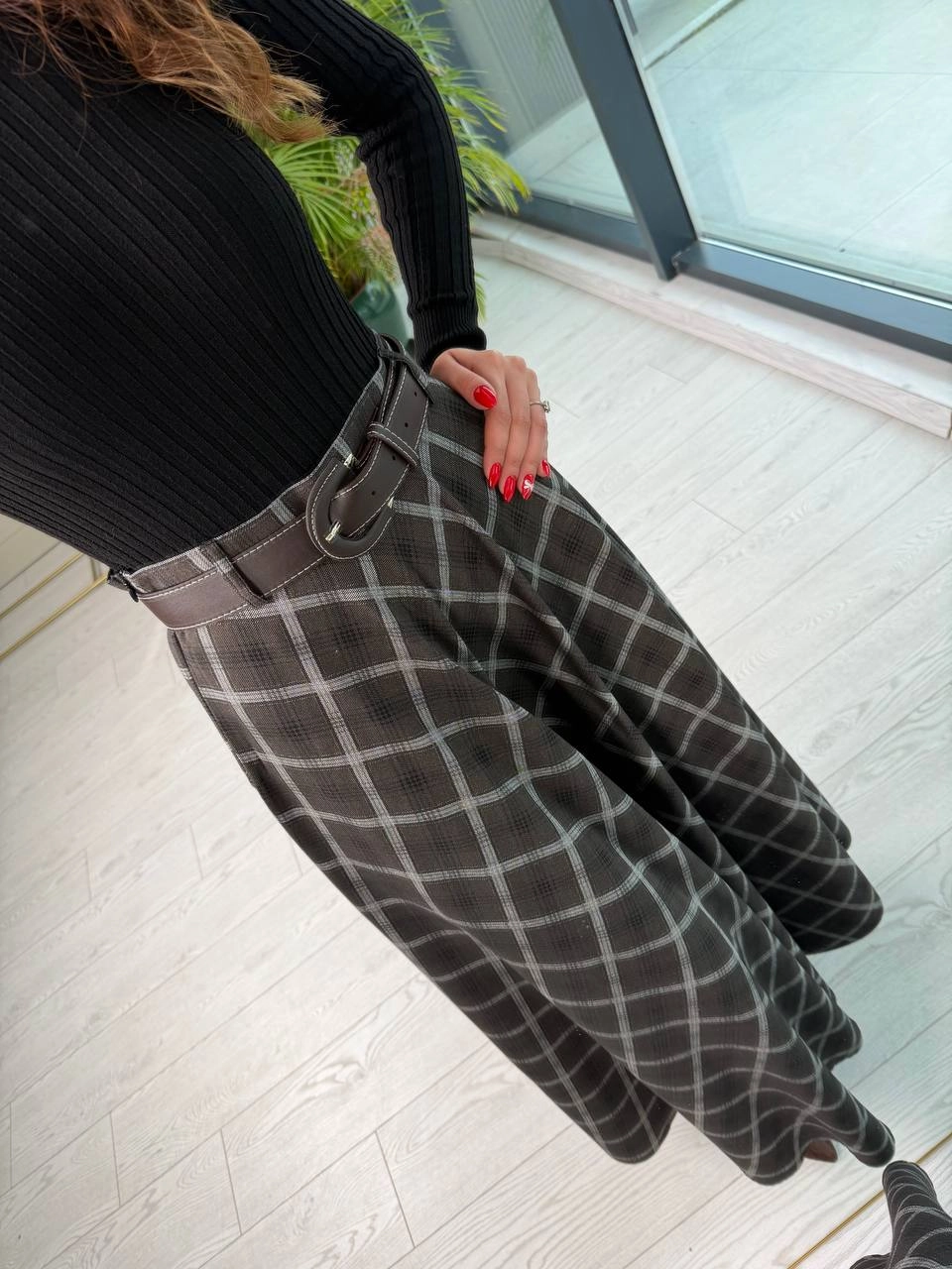 Gri%20Ekose%20Desenli%20Kemerli%20Lüks%20Kalite%20Çan%20Etek