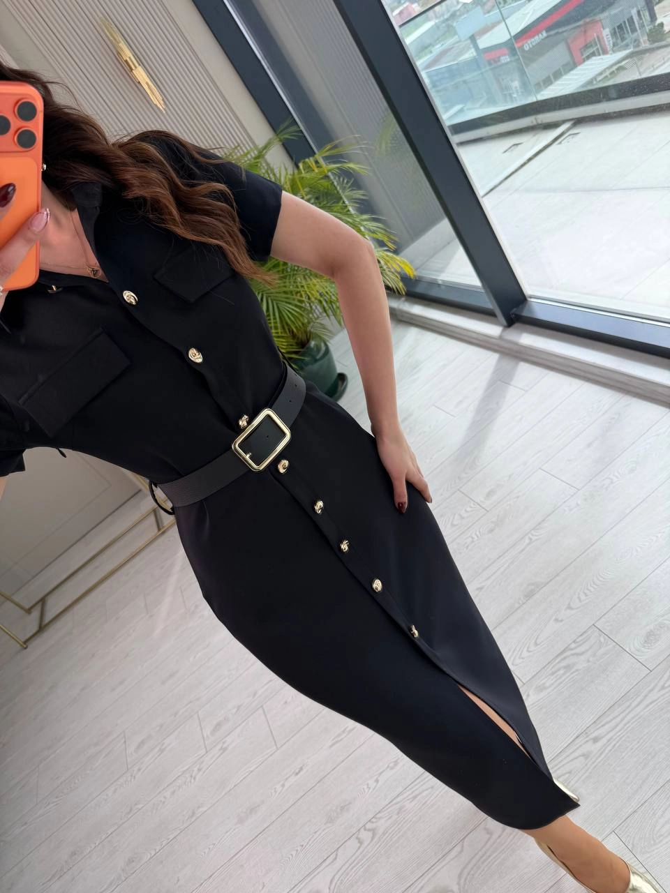 Siyah%20Kemerli%20Zara%20Model%20Double%20Kumaş%20Elbise