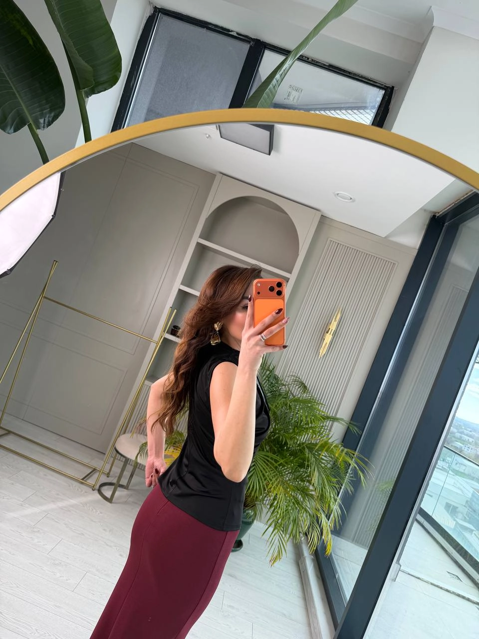 Siyah%20Fular%20Detaylı%20Likralı%20Bluz