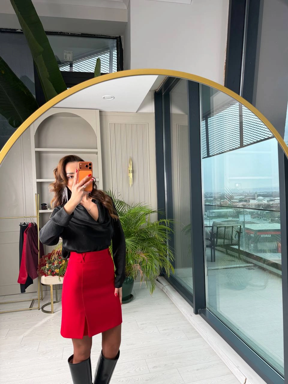 Kırmızı%20Double%20Atlas%20Kumaş%20Korsajlı%20Etek