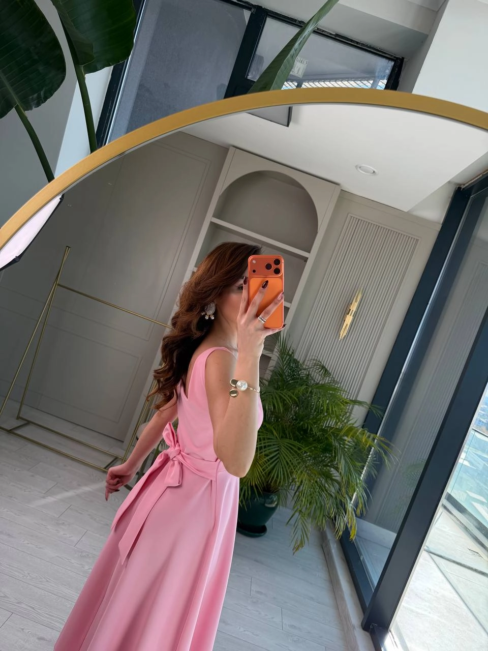 Barbie%20Pembe%20Kuşak%20Detaylı%20Double%20Krep%20Kumaş%20Çan%20Elbise