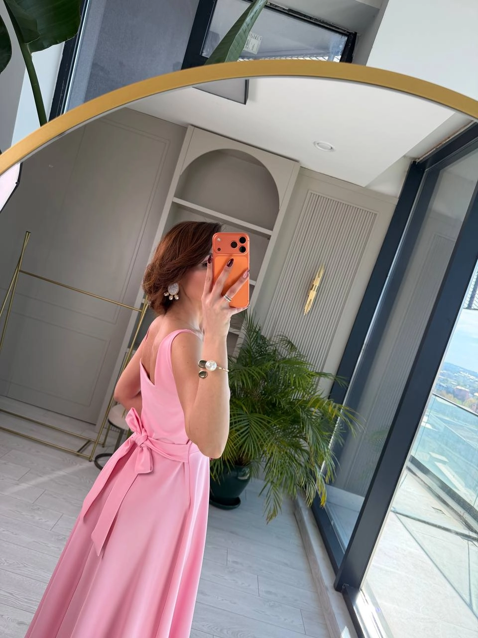 Barbie%20Pembe%20Kuşak%20Detaylı%20Double%20Krep%20Kumaş%20Çan%20Elbise
