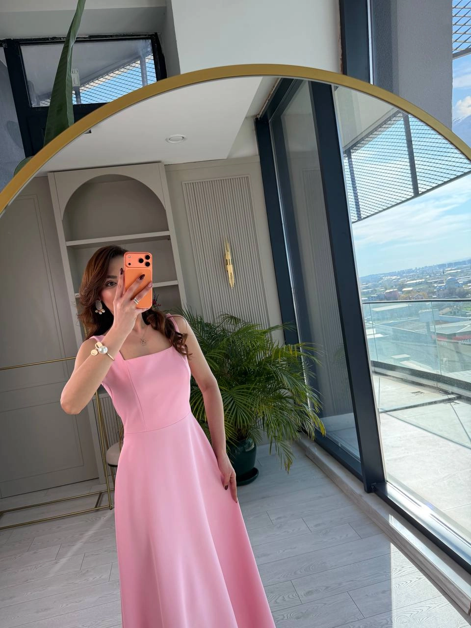 Barbie%20Pembe%20Kuşak%20Detaylı%20Double%20Krep%20Kumaş%20Çan%20Elbise