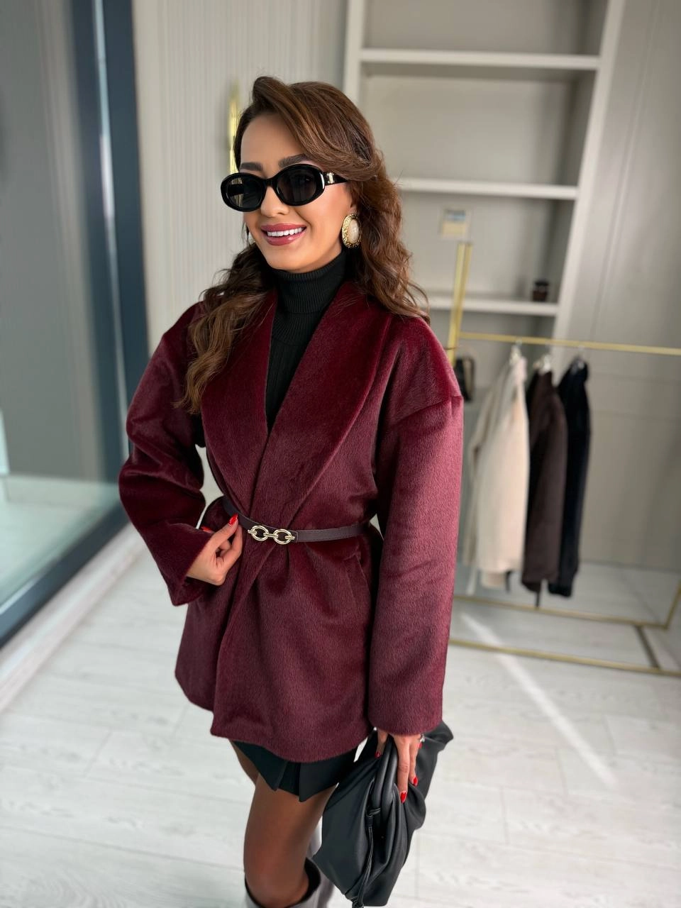 Bordo%20Kemerli%20Astarlı%20İthal%20Kürk%20Dokulu%20Ceket