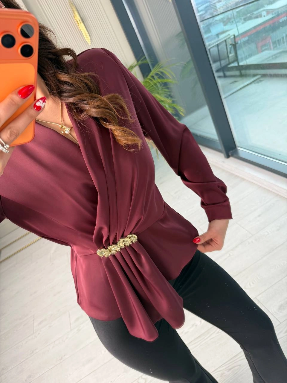 Bordo%20Lüks%20Kalite%20Bel%20Detay%20Tok%20Saten%20Bluz