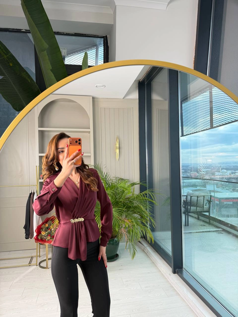 Bordo%20Lüks%20Kalite%20Bel%20Detay%20Tok%20Saten%20Bluz