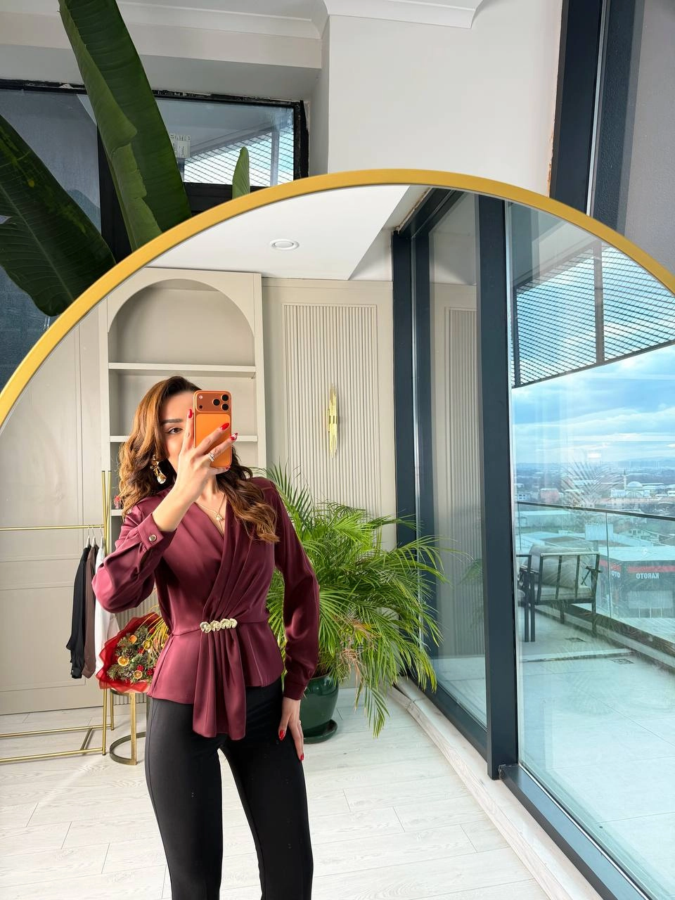 Bordo%20Lüks%20Kalite%20Bel%20Detay%20Tok%20Saten%20Bluz