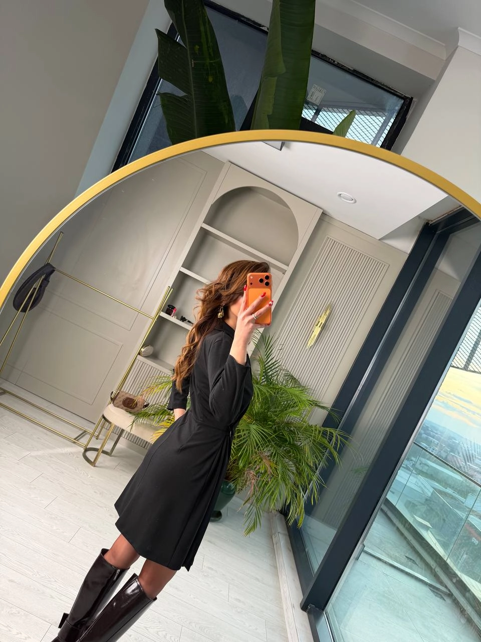 Siyah%20Kruvaze%20Bel%20Detaylı%20Double%20Krep%20Kumaş%20Elbise