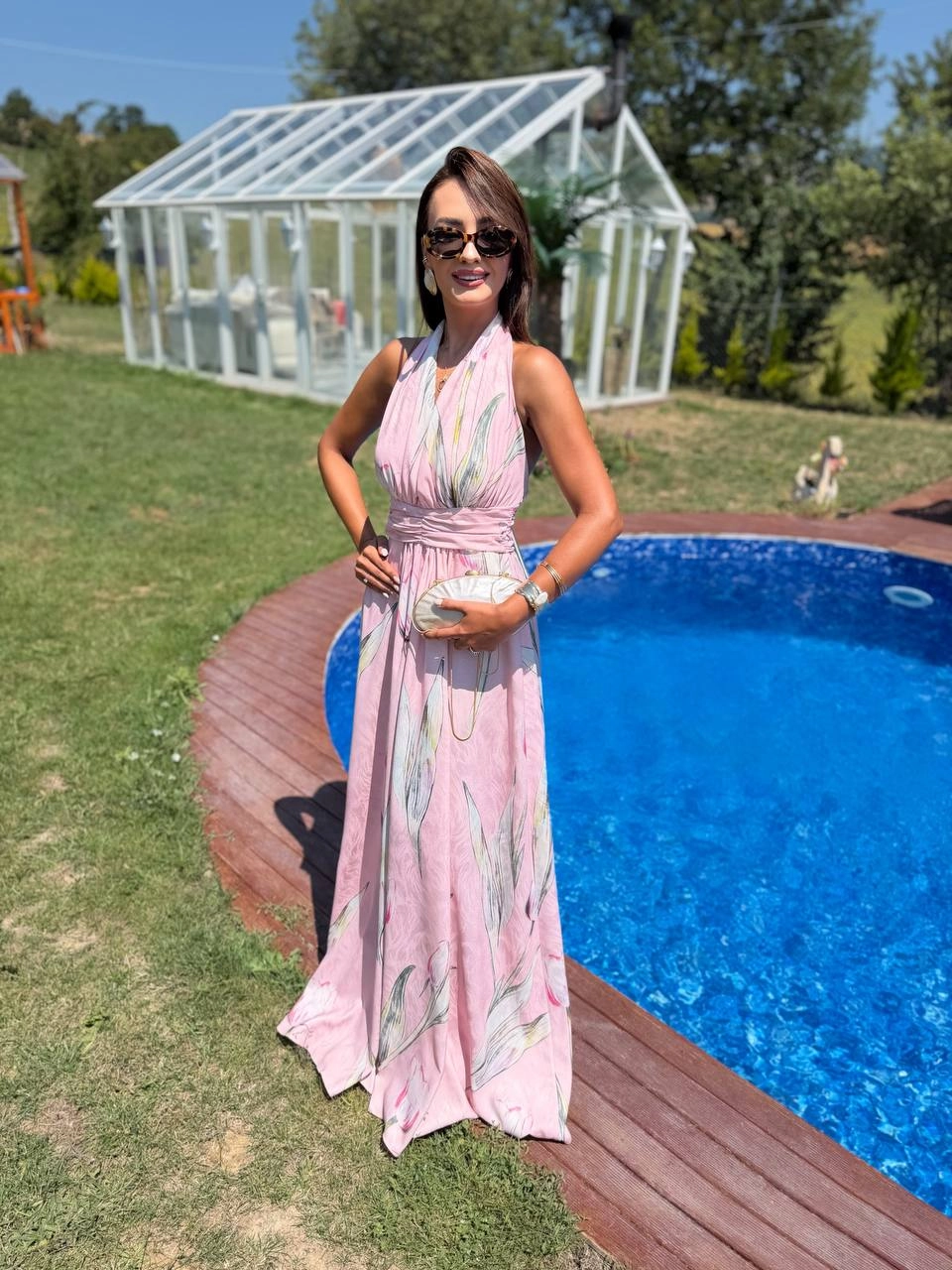 Pembe%20Desenli%20Dubai%20Saten%20Kumaş%20Maxi%20Boy%20Elbise