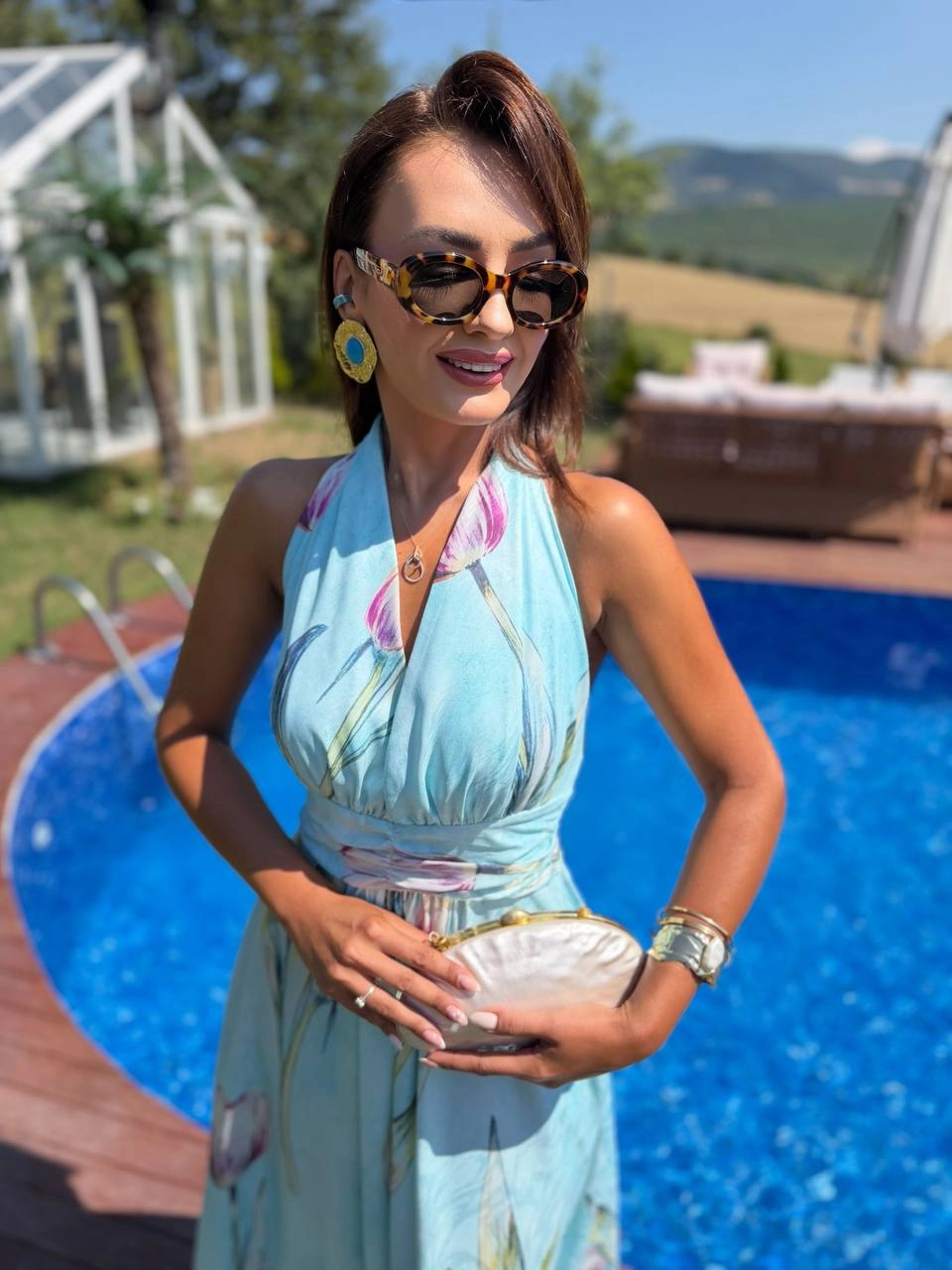 Mavi%20Desenli%20Dubai%20Saten%20Kumaş%20Maxi%20Boy%20Elbise