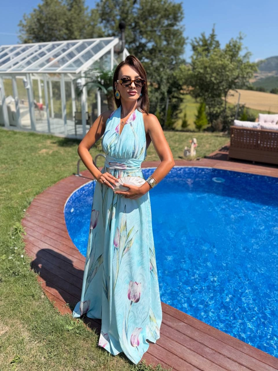 Mavi%20Desenli%20Dubai%20Saten%20Kumaş%20Maxi%20Boy%20Elbise