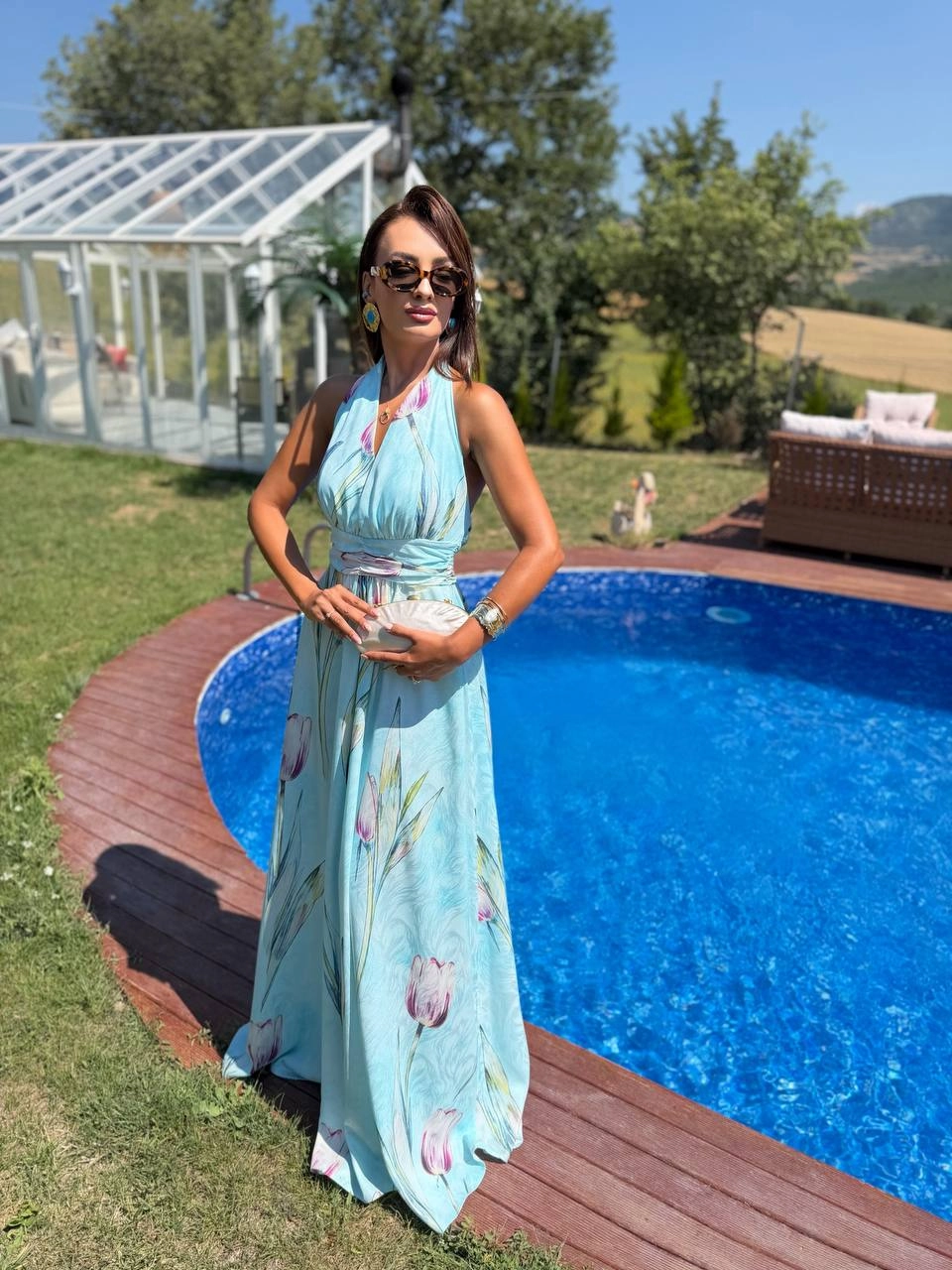 Mavi%20Desenli%20Dubai%20Saten%20Kumaş%20Maxi%20Boy%20Elbise