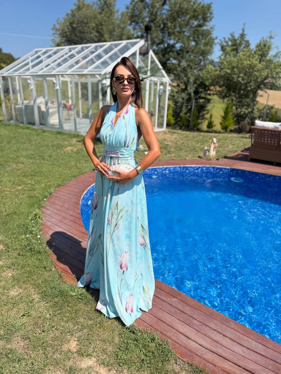 Mavi%20Desenli%20Dubai%20Saten%20Kumaş%20Maxi%20Boy%20Elbise