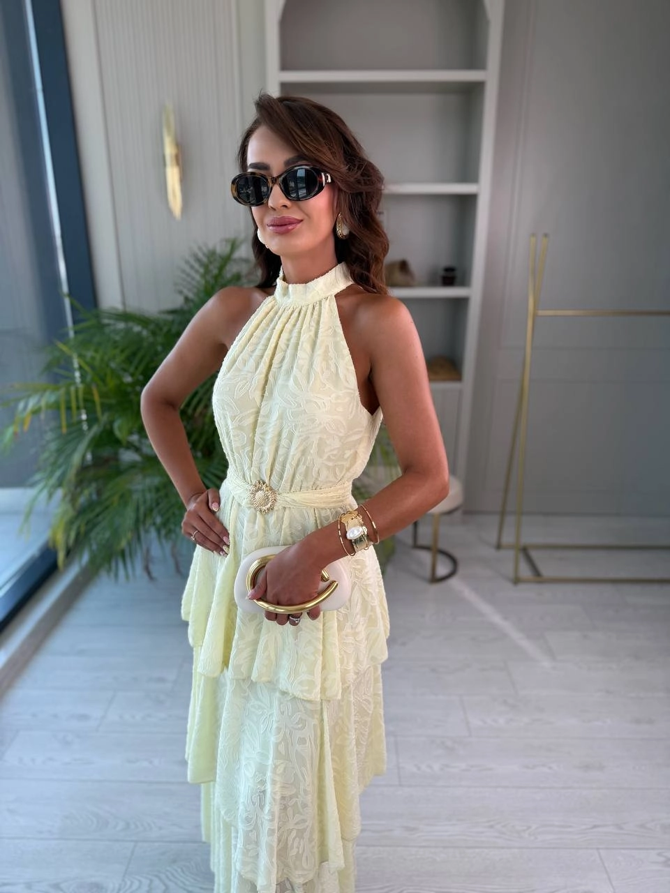 Sarı%20Eteği%20Katlı%20Astarlı%20%100%20Pamuklu%20Lüks%20Kalite%20Elbise