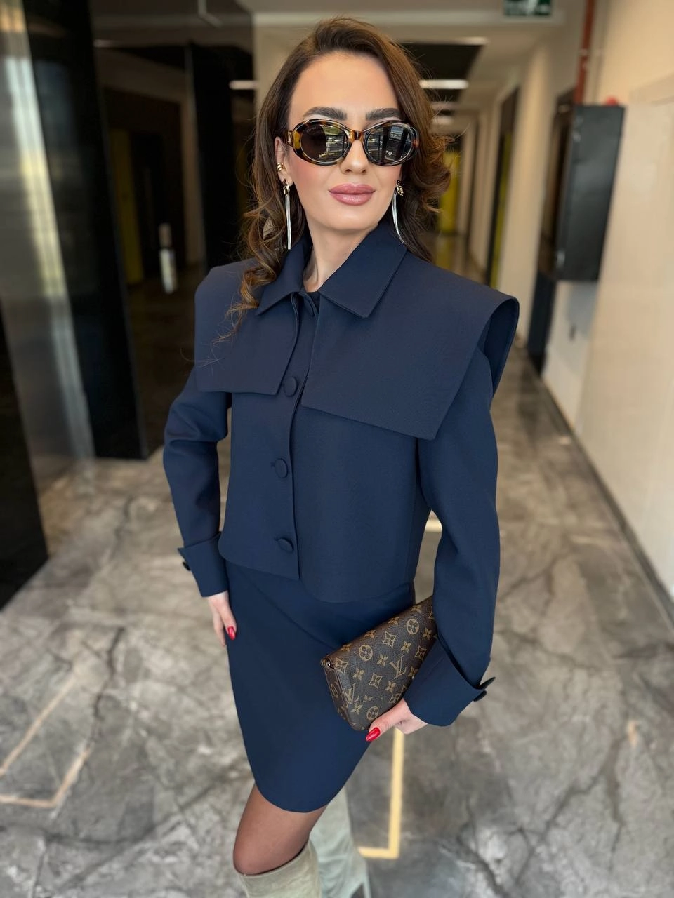Lacivert%20Tasarım%20Omuz%20Detay%20Premium%20Etek%20Ceket%20Takım