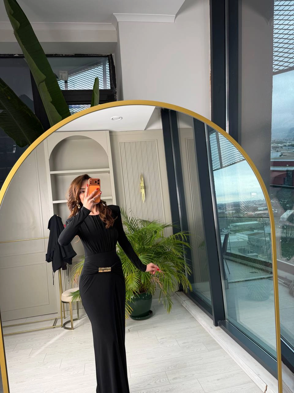 Siyah%20Bel%20Aksesuarlı%20Vatkalı%20Maxi%20İthal%20Likralı%20Candy%20Elbise