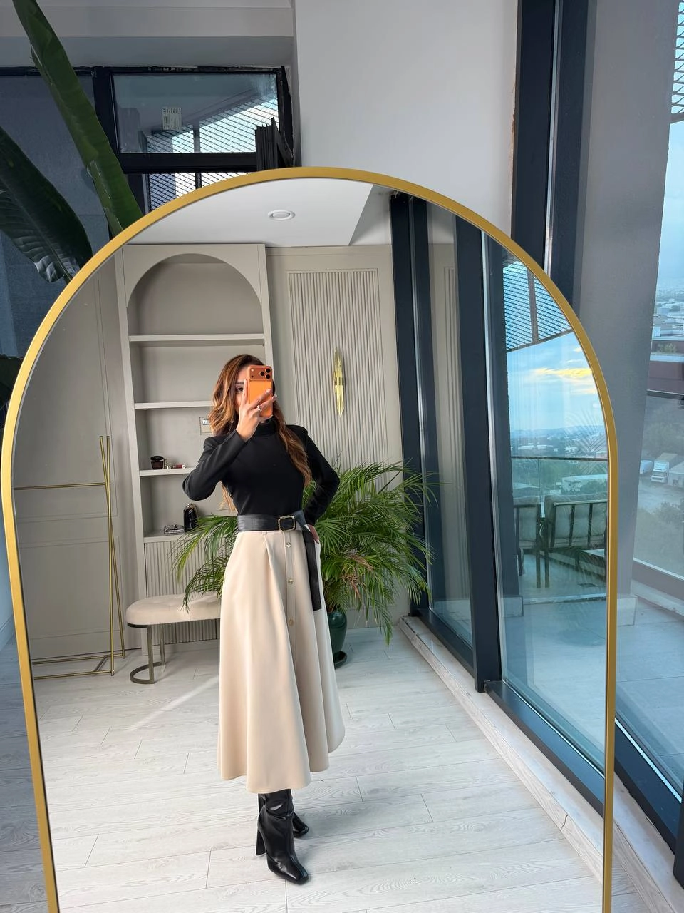 Zara%20Model%20Kemerli%20Cepli%20Krep%20Kumaş%20Midi%20Boy%20Elbise