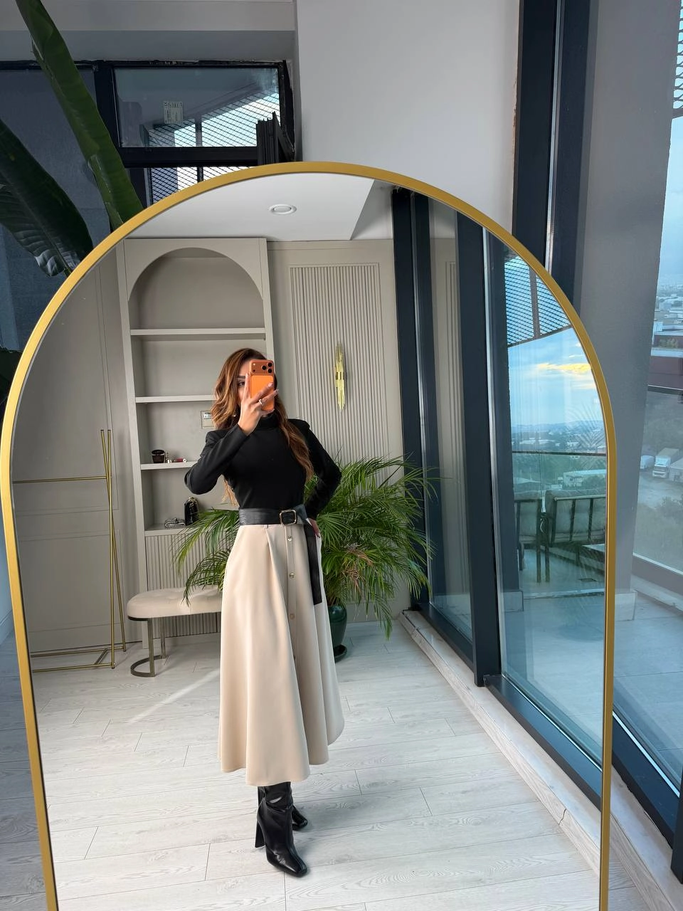 Zara%20Model%20Kemerli%20Cepli%20Krep%20Kumaş%20Midi%20Boy%20Elbise