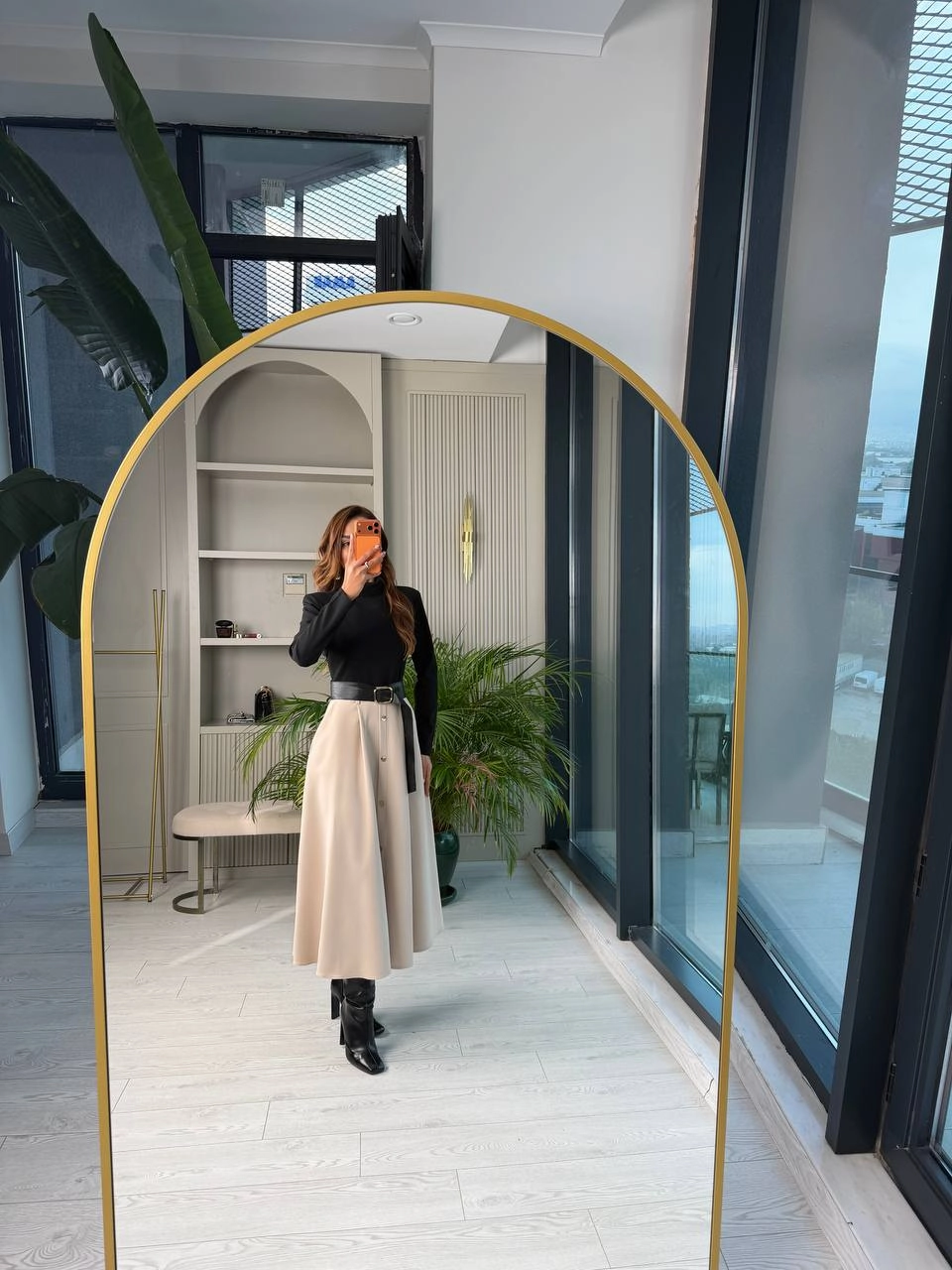 Zara%20Model%20Kemerli%20Cepli%20Krep%20Kumaş%20Midi%20Boy%20Elbise