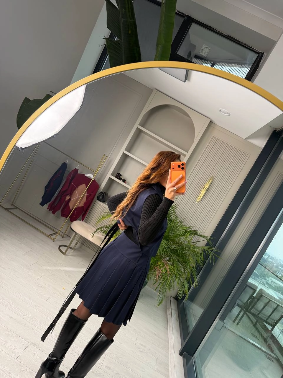 Lacivert%20Kemerli%20Poliviskon%20Kumaş%20Etek%20Yelek%20Takım