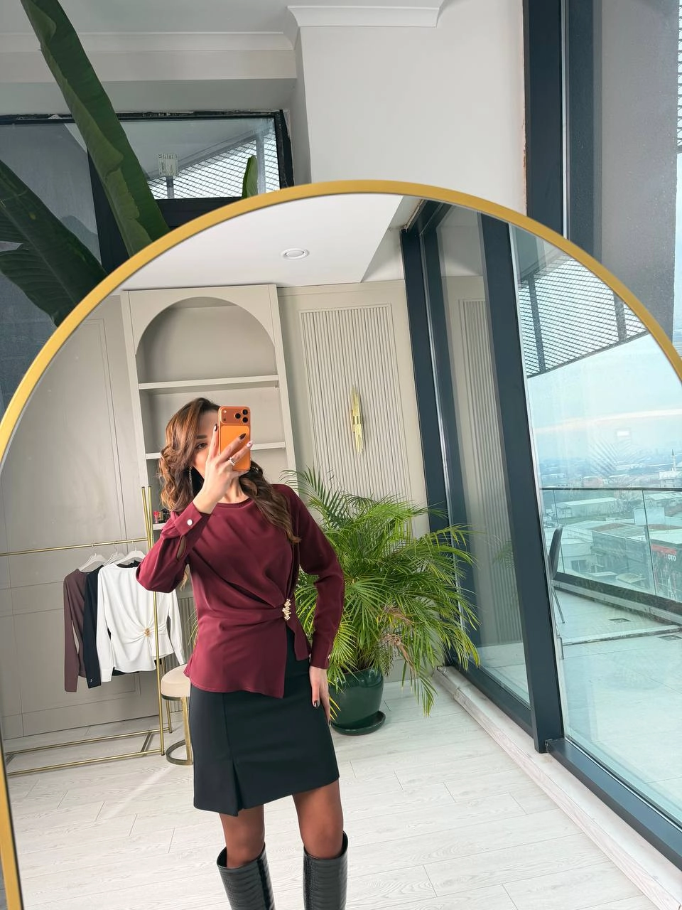 Bordo%20Bel%20Detay%20Krep%20Saten%20Bluz