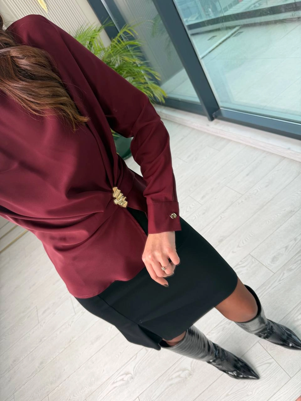 Bordo%20Bel%20Detay%20Krep%20Saten%20Bluz