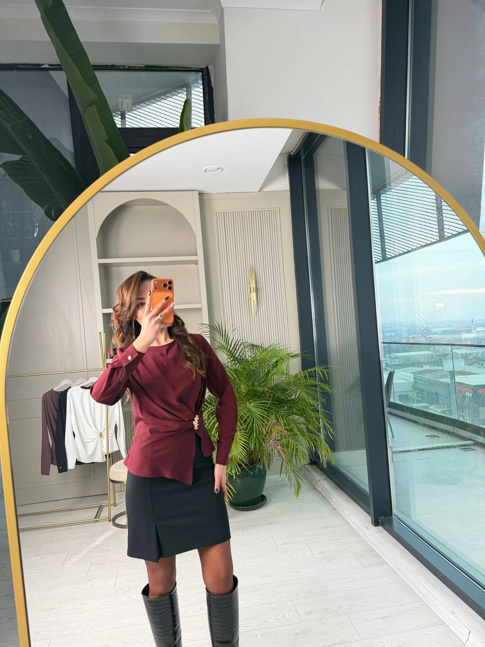 Bordo%20Bel%20Detay%20Krep%20Saten%20Bluz