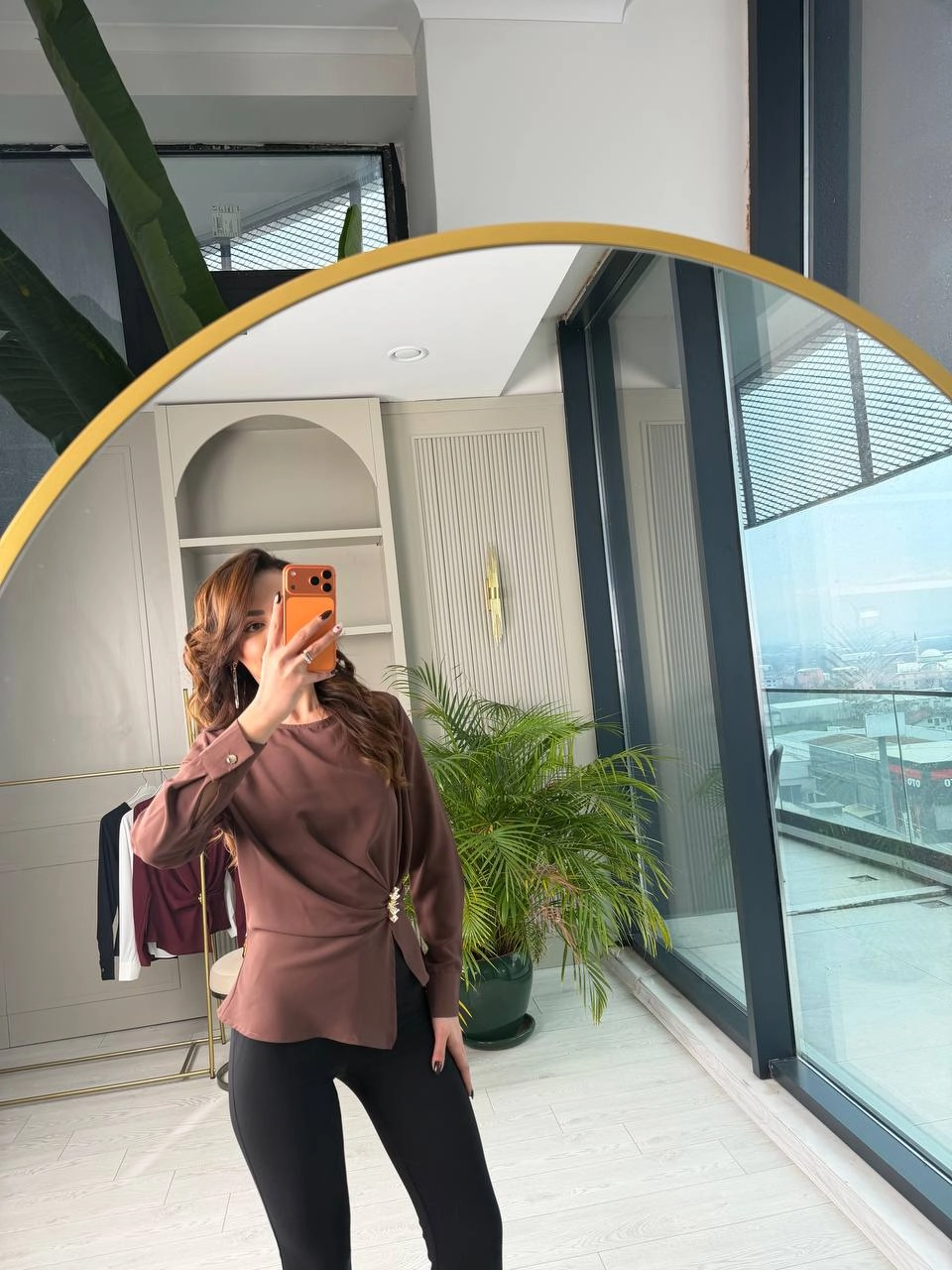 Kahverengi%20Bel%20Detay%20Krep%20Saten%20Bluz