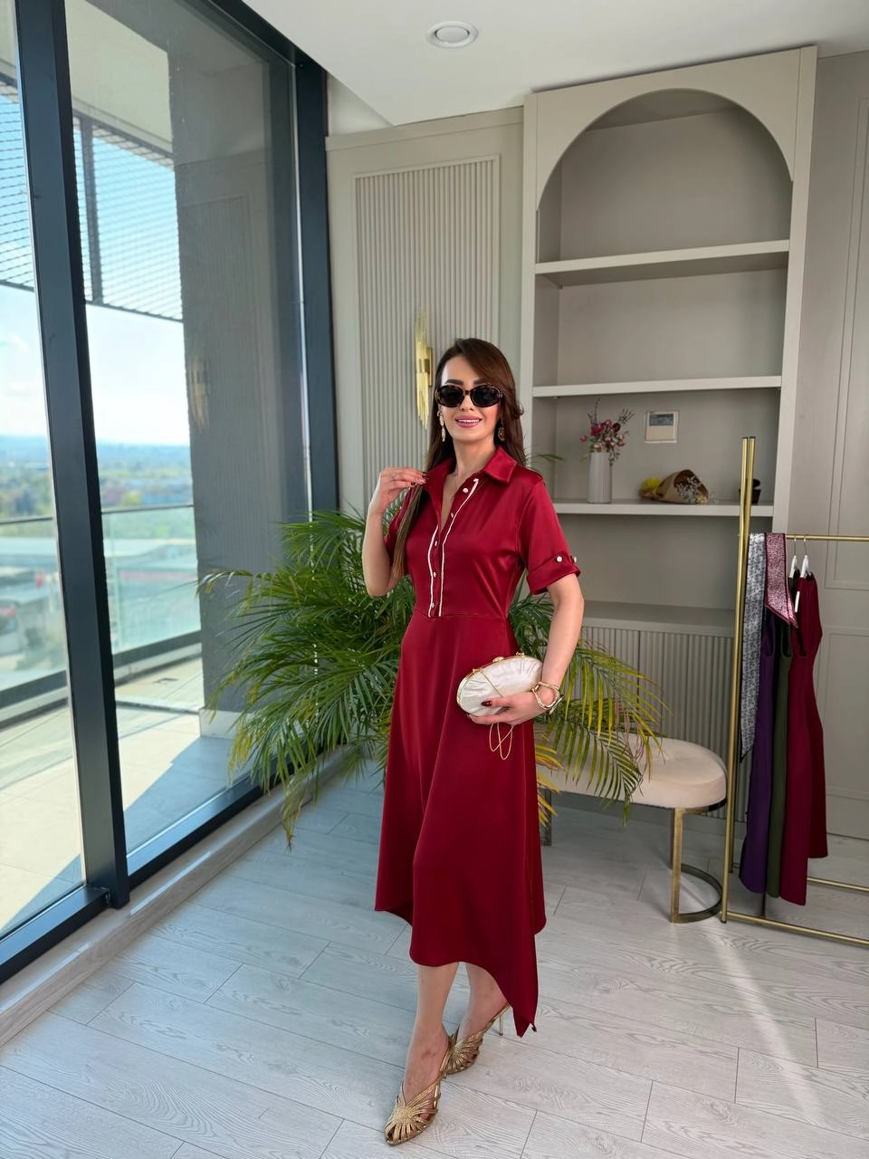 Bordo%20Fularlı%20Tok%20Saten%20Elbise