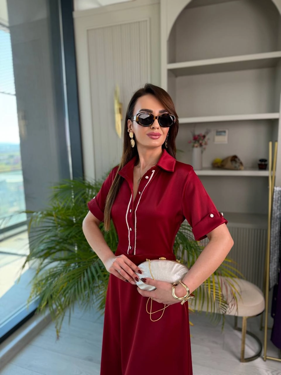 Bordo%20Fularlı%20Tok%20Saten%20Elbise
