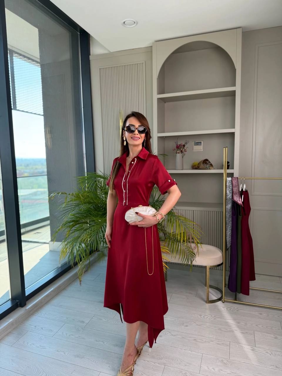 Bordo%20Fularlı%20Tok%20Saten%20Elbise