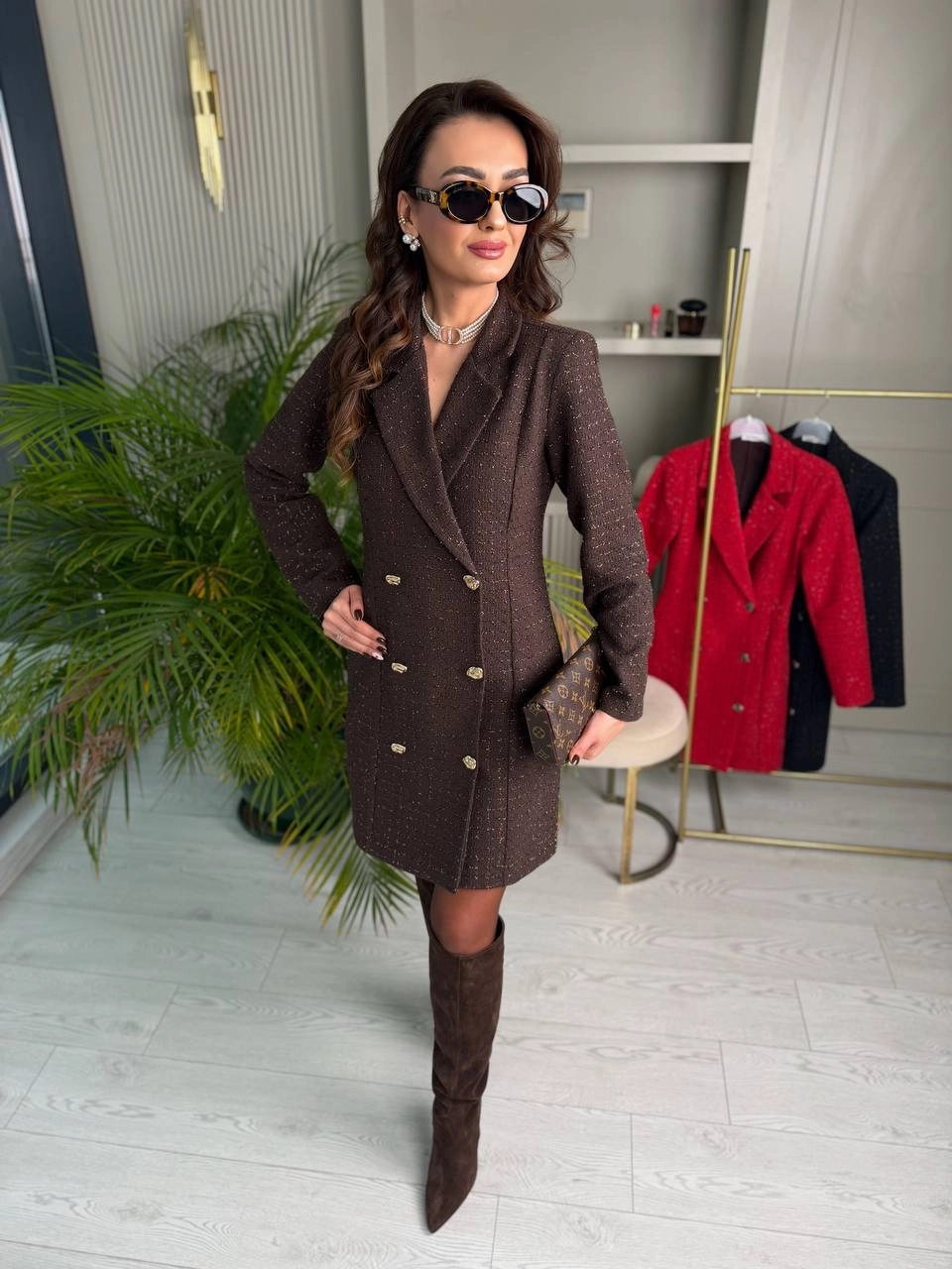 Kahverengi%20Premium%20Tuvid%20Kumaş%20Ceket%20Elbise