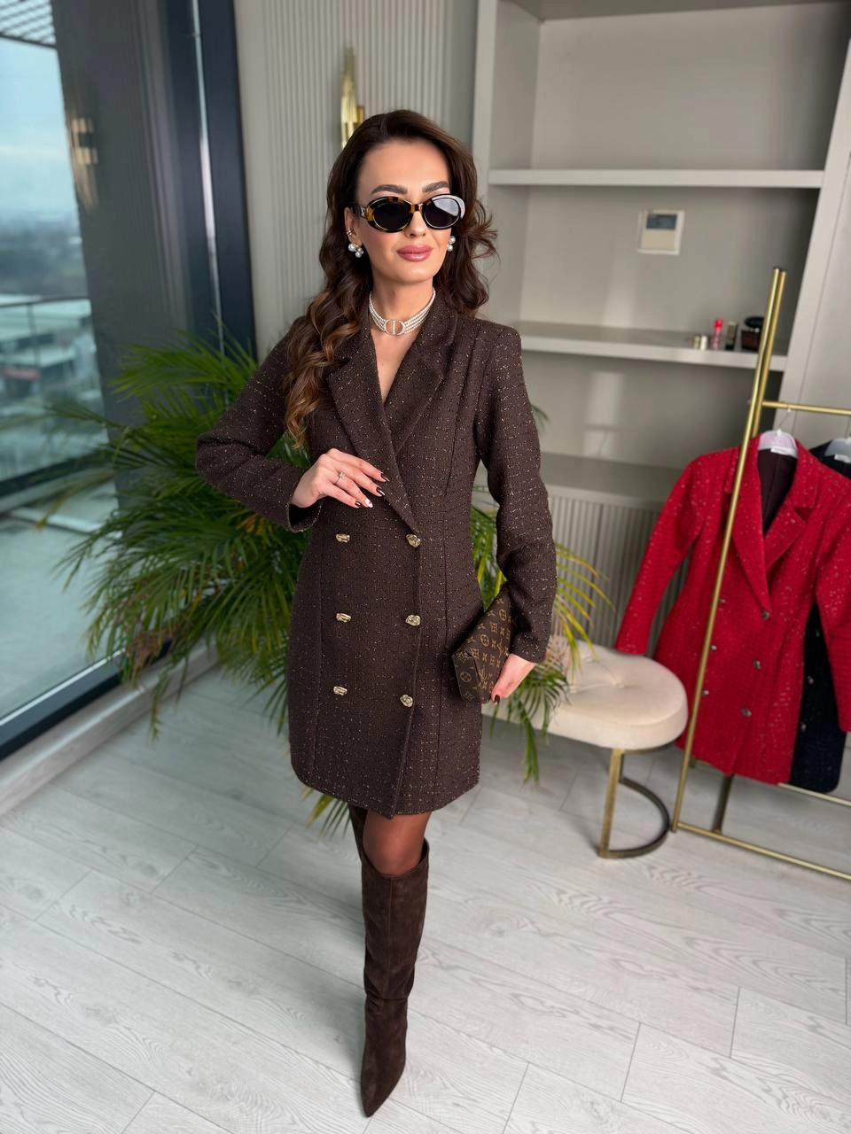 Kahverengi%20Premium%20Tuvid%20Kumaş%20Ceket%20Elbise