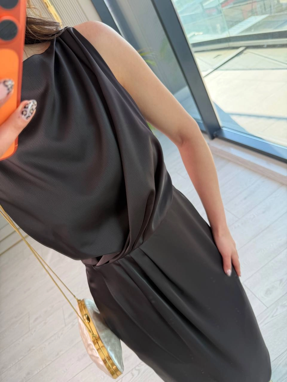 Acı%20Kahve%20İthal%20Tok%20Saten%20Zara%20Model%20Elbise