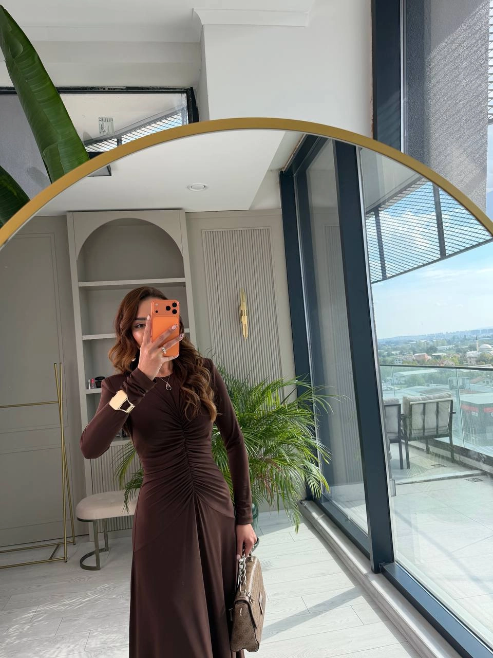 Tasarım%20Kahverengi%20Vatkalı%20Maxi%20Boy%20İthal%20Likralı%20Candy%20Kumaş%20Elbise