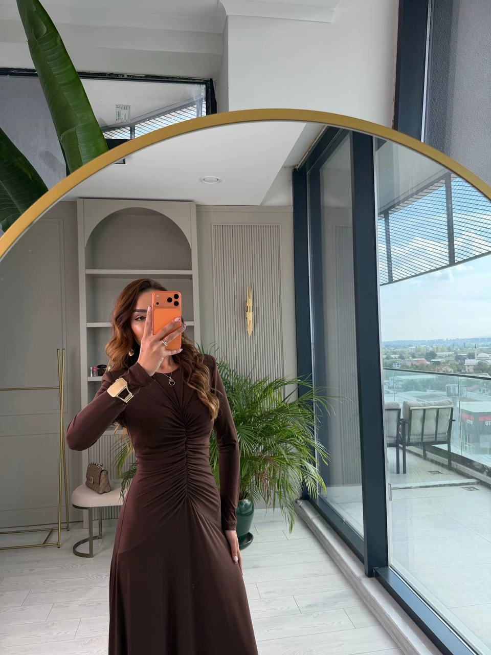 Tasarım%20Kahverengi%20Vatkalı%20Maxi%20Boy%20İthal%20Likralı%20Candy%20Kumaş%20Elbise