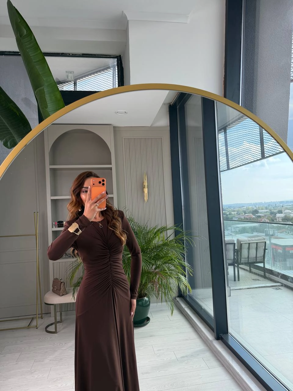 Tasarım%20Kahverengi%20Vatkalı%20Maxi%20Boy%20İthal%20Likralı%20Candy%20Kumaş%20Elbise