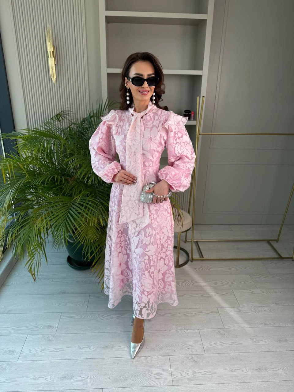 Pembe%20Astarlı%20İthal%20Desenli%20%100%20Pamuklu%20Elbise